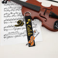 Llavero Bordado Personalizado Violín Violonchelo Nota Musical Dorada con Nombre Estudio de Música Festival Uso Regalo de Cumpleaños para Músico Amante de la Música