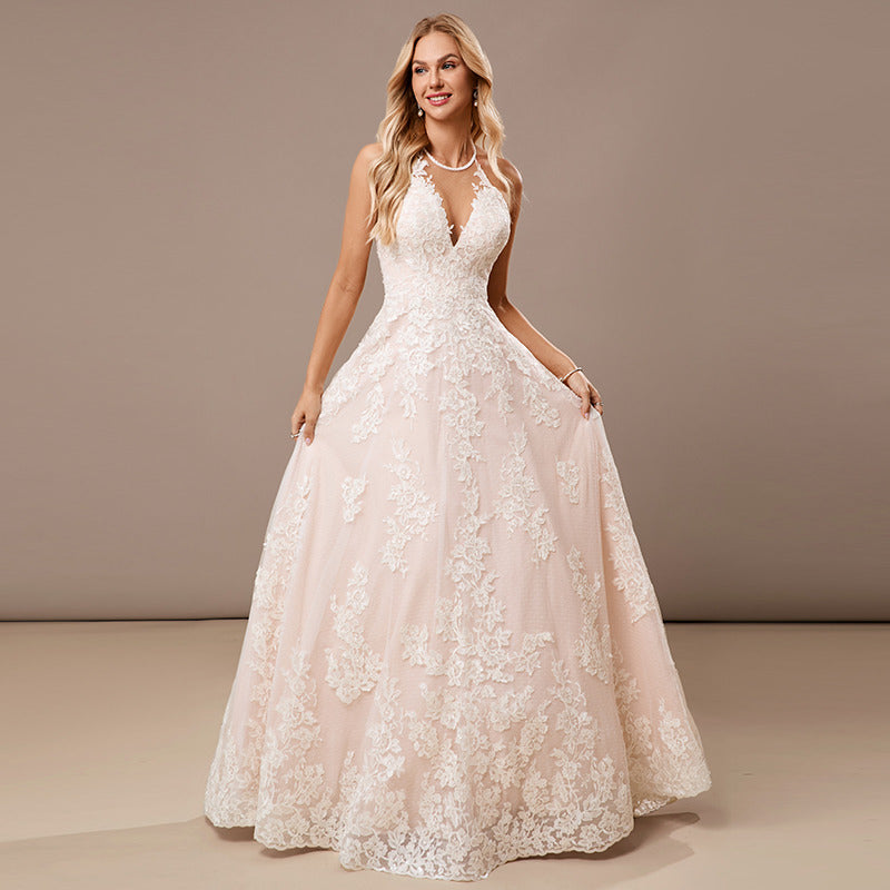 Bridal Wedding Dress Ivory-Rose Sleeveless Long A-line Lace