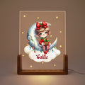 Fantasía Personalizada Estrella Copo de Nieve Ayudante de Papá Noel Nombre Elfo Acrílico LED Luz de Noche con Base de Madera Decoración de la Habitación Cumpleaños Regalo de Navidad para Niño Bebé