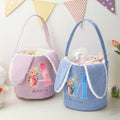 Cesta de Pascua de pana con conejito de acuarela personalizado con nombre e inicial Actividades al aire libre Búsqueda del huevo de Pascua Regalo para niños