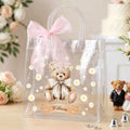 Personalizada Rosa Lazo Cinta Flor Niña Propuesta Osito Bolsa de Regalo Transparente con Nombre Boda Cumpleaños Regalo para la Familia Niños