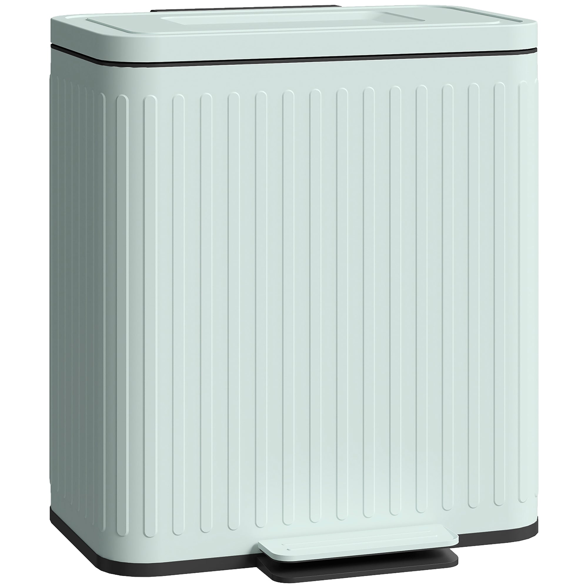 Dual Compartment Touchless Soft-Close Recycling Bin, 20L x 2 Trash Can, Light Green