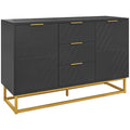 47" Sideboard Buffet Cabinet with Storage & Adjustable Shelves, Black
