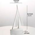 ArtZ® Nordic Abstract Sailboat Sculpture - White 8.3 inch by 5.5 inch (21x14cm)
