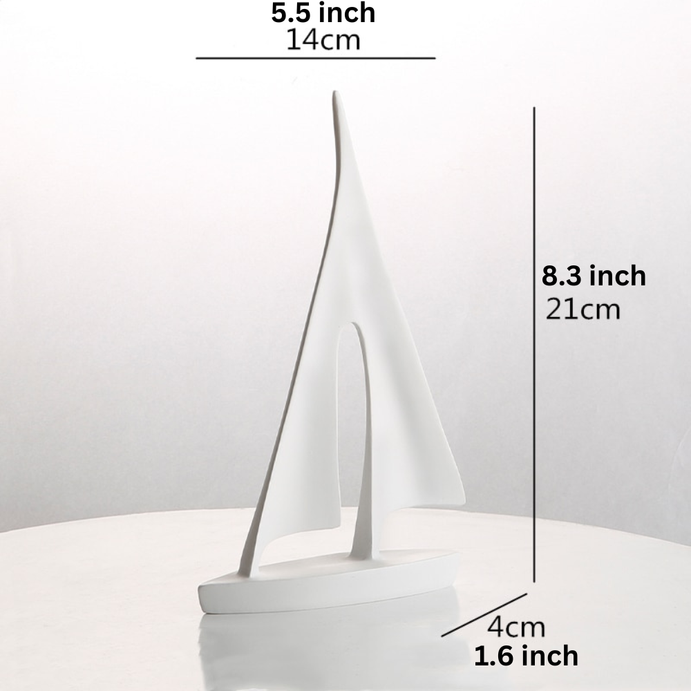 ArtZ® Nordic Abstract Sailboat Sculpture - White 8.3 inch by 5.5 inch (21x14cm)