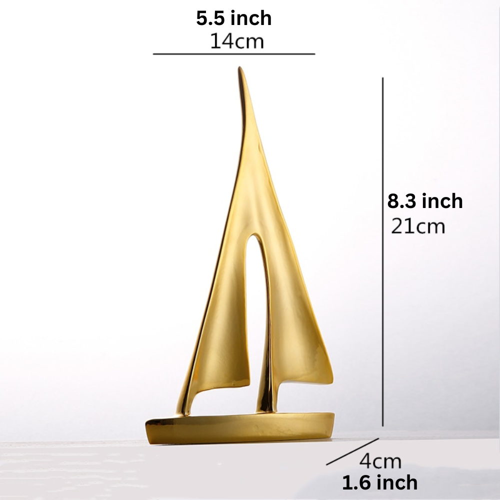 ArtZ® Nordic Abstract Sailboat Sculpture - Gold 8.3 inch by 5.5 inch (21x14cm)