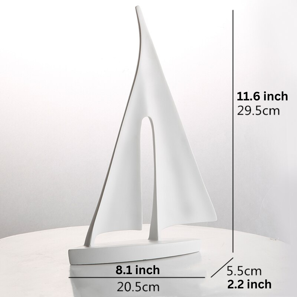 ArtZ® Nordic Abstract Sailboat Sculpture - White 11.6 inch by 8.1 inch (29.5x20.5cm)