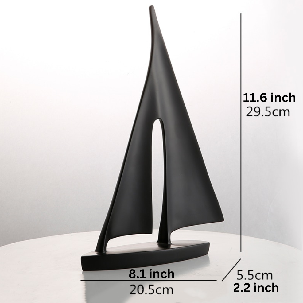 ArtZ® Nordic Abstract Sailboat Sculpture - Black 11.6 inch by 8.1 inch (29.5x20.5cm)