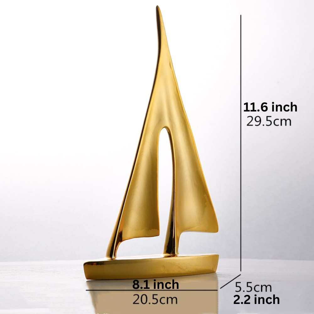 ArtZ® Nordic Abstract Sailboat Sculpture - Gold 11.6 inch by 8.1 inch (29.5x20.5cm)