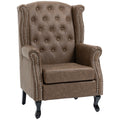 Chesterfield-style PU Leather Armchair, Button Tufted Accent Chair with Nailhead Trim, Brown