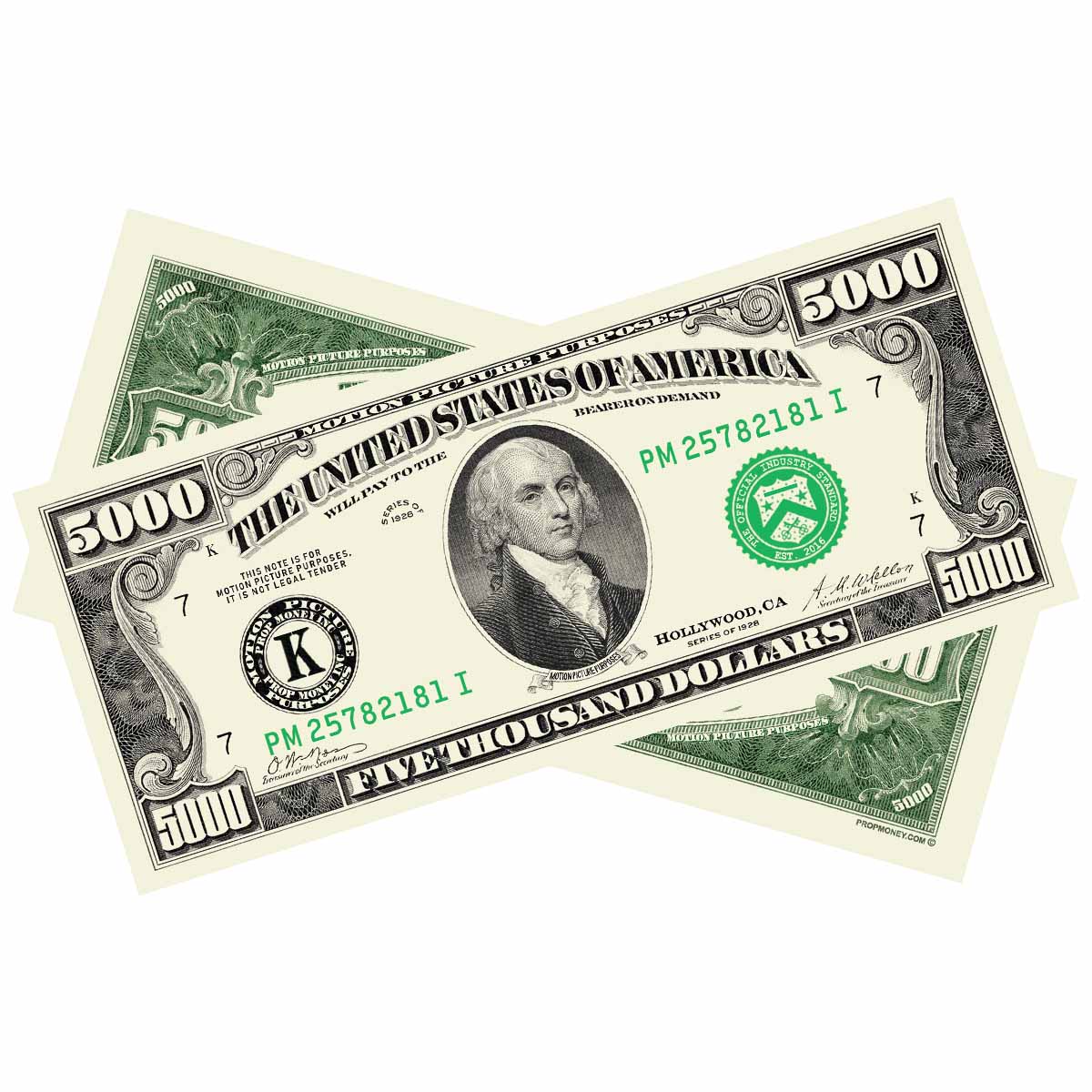 $5,000 Vintage Series Bills By Prop Money Inc.