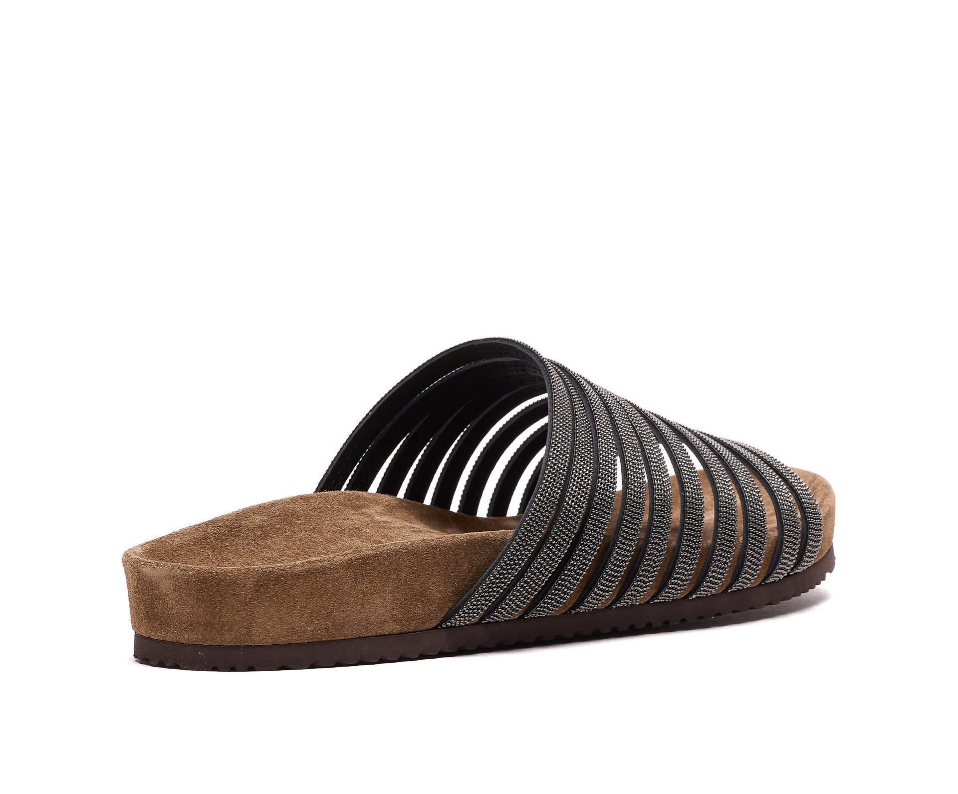 Brunello Cucinelli Sandals Black Leather And Beads - 39