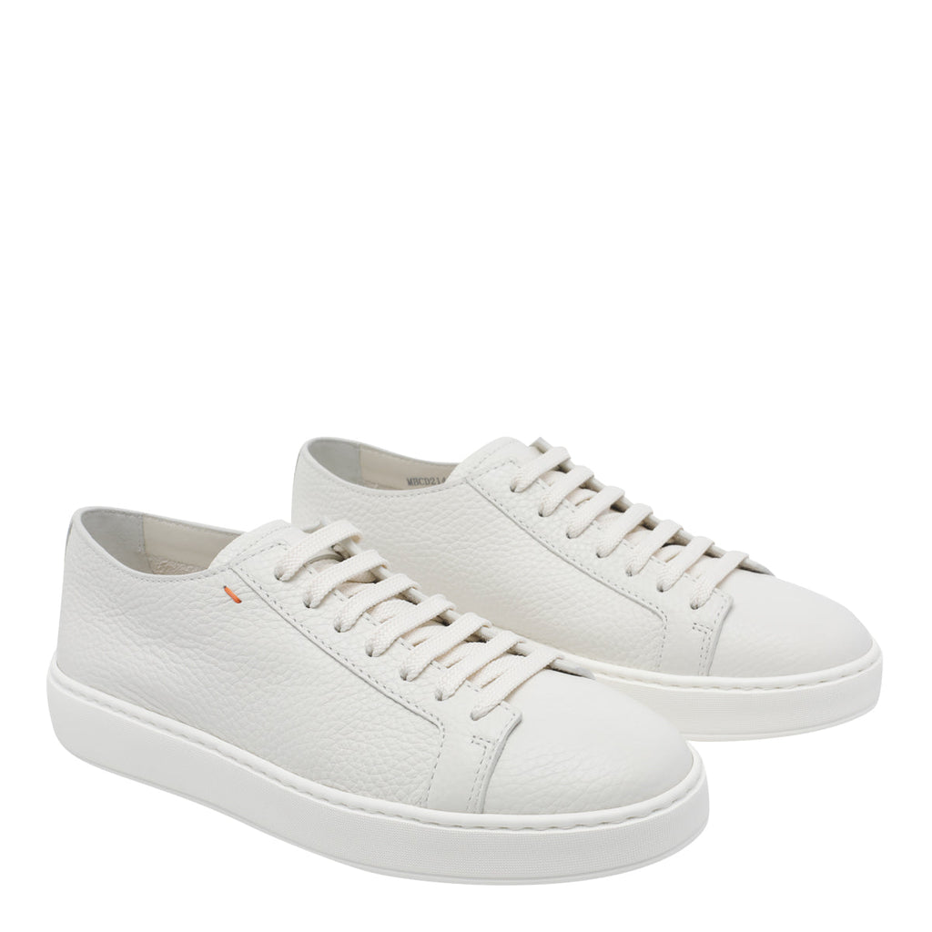 Santoni Sneakers White Calf Leather/rubber Sole