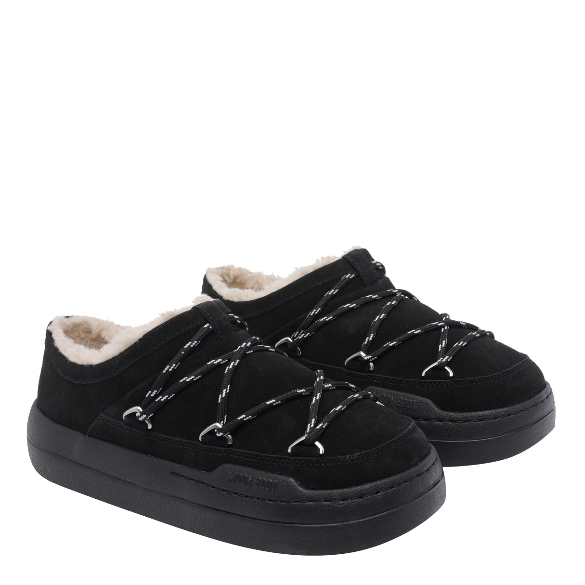Moon Boot Sandals Black Suede Leather/rubber Sole