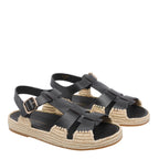 Paloma Barcelò Sandals Brown Calf And Raffia/rubber Sole - 39