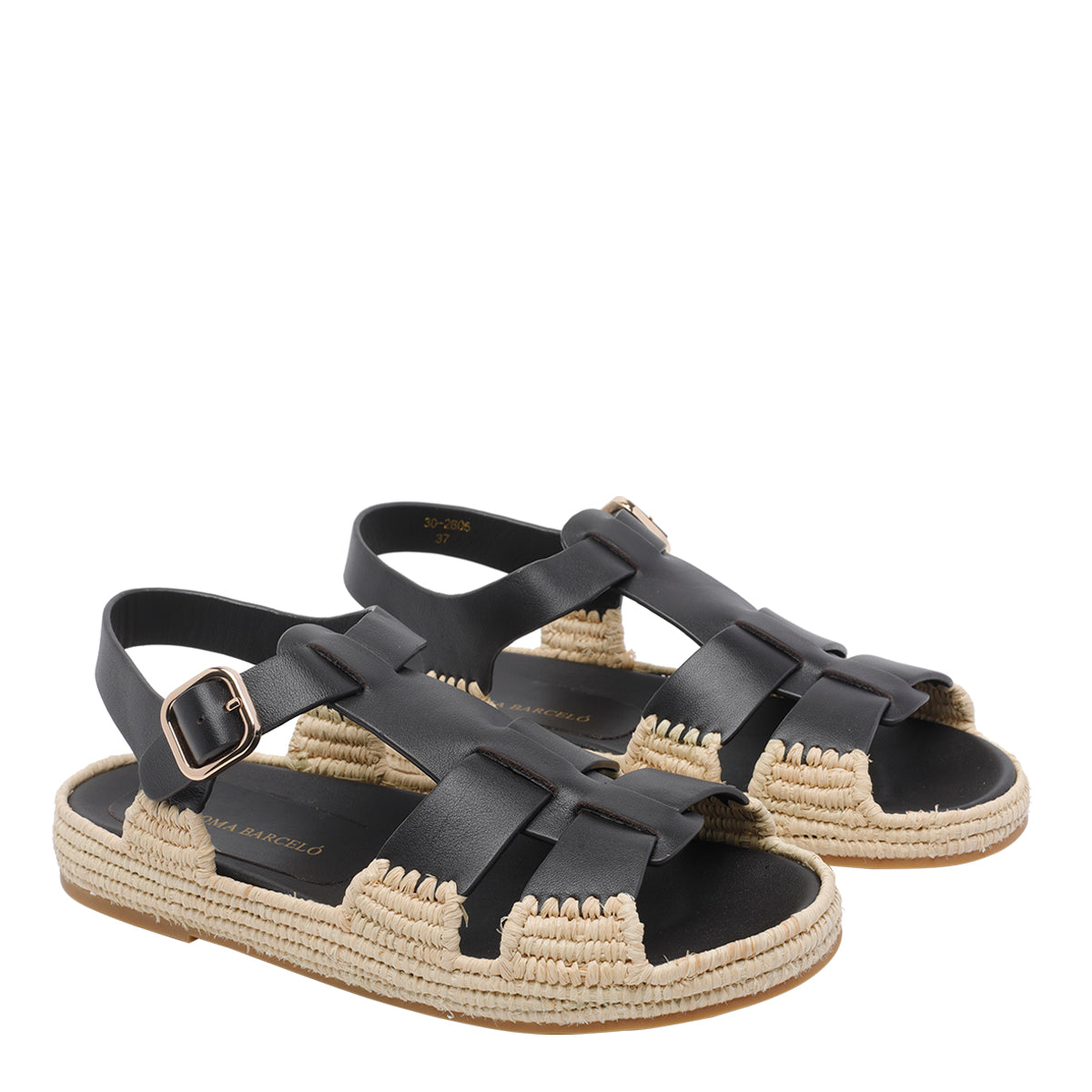 Paloma Barcelò Sandals Brown Calf And Raffia/rubber Sole - 39