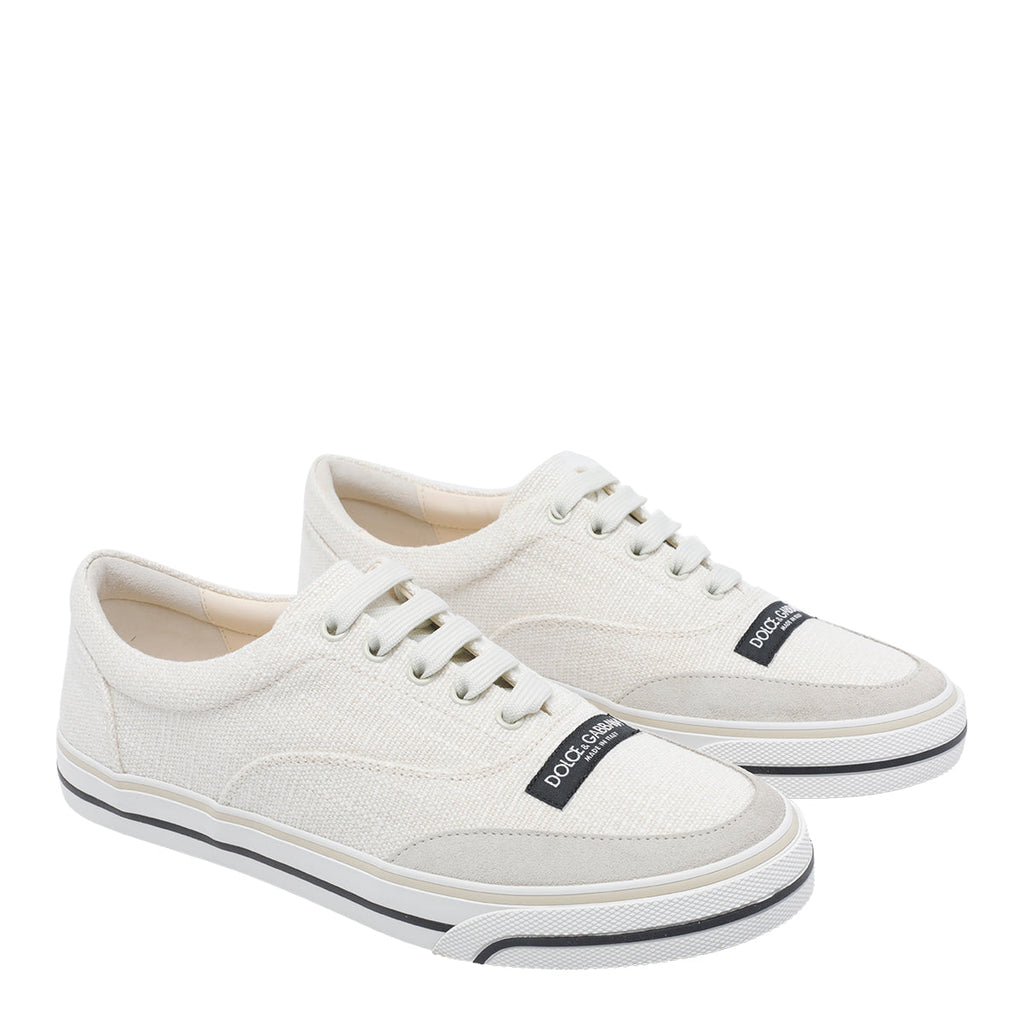 Dolce & Gabbana Sneakers White Fabric And Suede/rubber Sole - 40