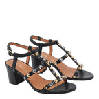 Via Roma 15 Sandals Black Calf Leather/leather Sole - 36