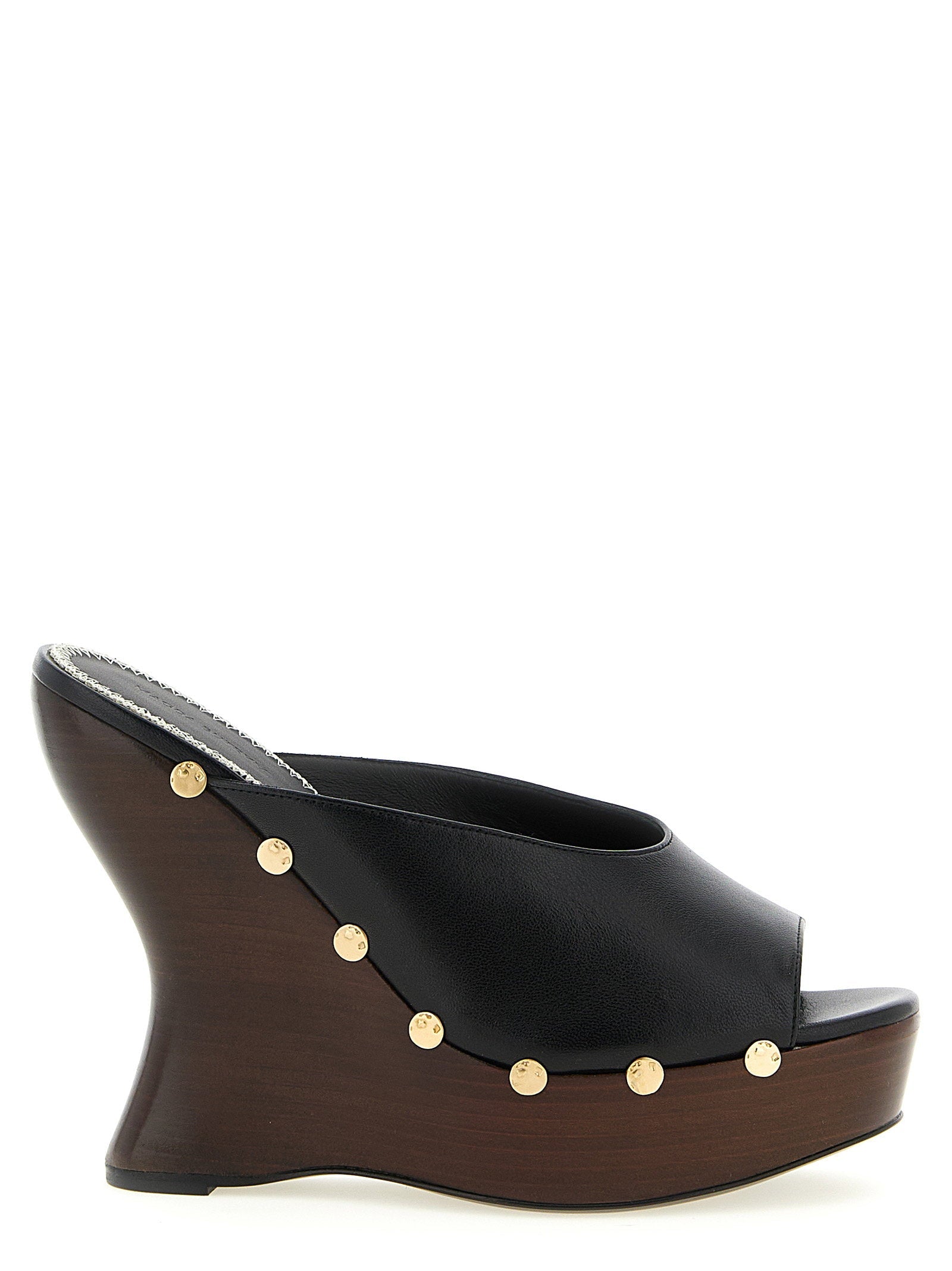 Magda Butrym Studded Leather Wedge Mule — Black