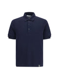 Premiata Cotton Ribbed-Collar Polo Shirt — Navy