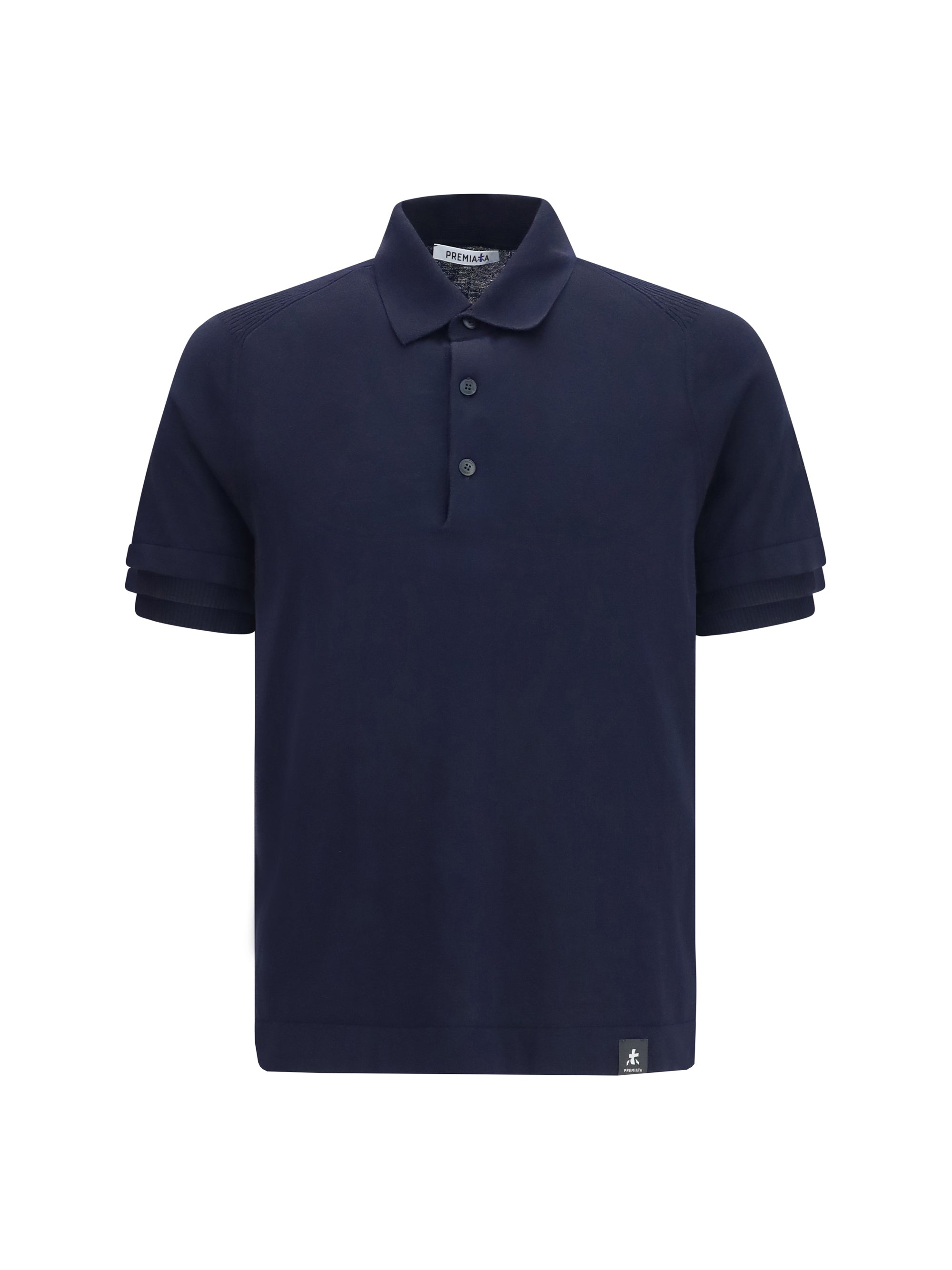 Premiata Cotton Ribbed-Collar Polo Shirt — Navy