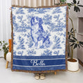 Personalizada Retro Toile De Jouy Style Dog Cat Tassel Soft Throw Blanket with Name Sentimental Sympathy Memorial Gift for Pet Owners