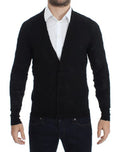 Men's Black Fine Wool Button Cardigan Merino Extra Clothing
