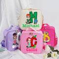 Bolsa de almuerzo aislante personalizada con el nombre del personaje de dibujos animados Apple Pencil Initial Back to School Picnic Birthday Gift for Kids