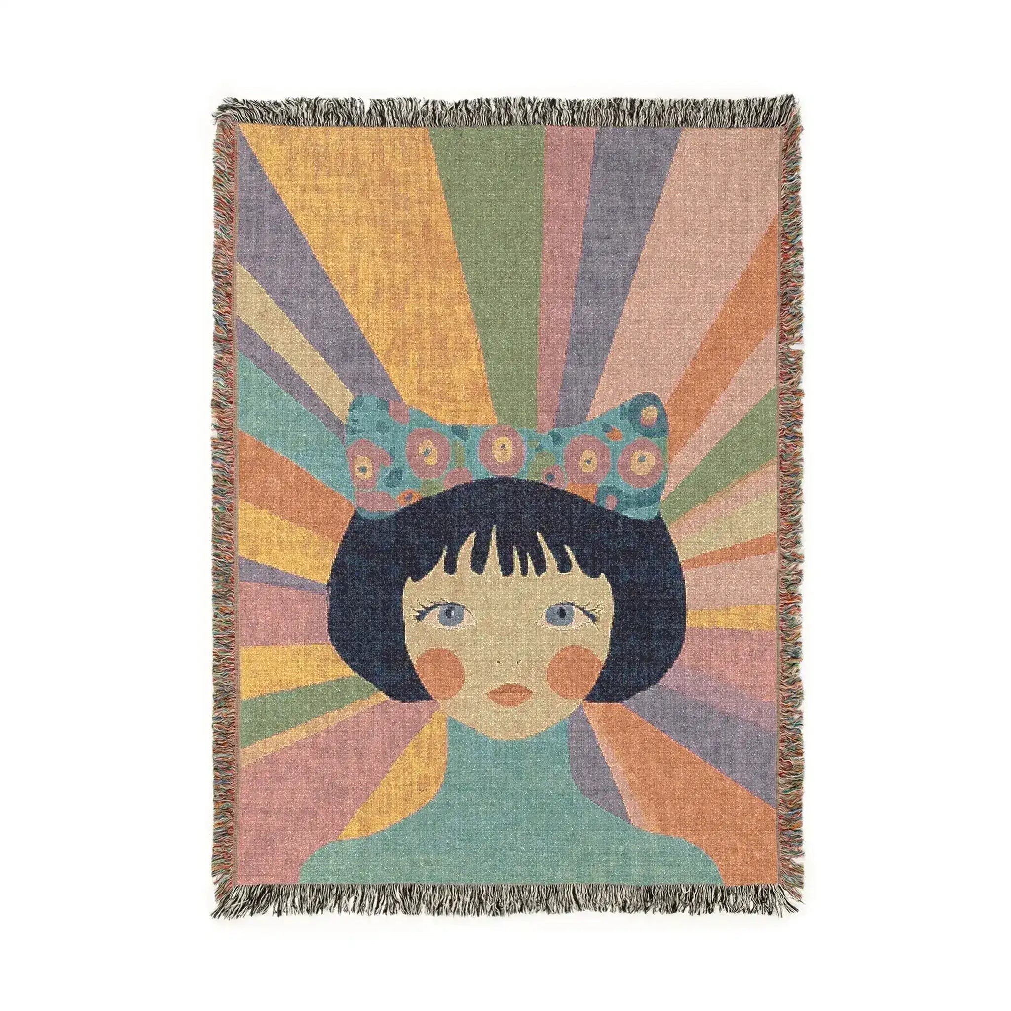 Pop Art Girl Woven Blanket