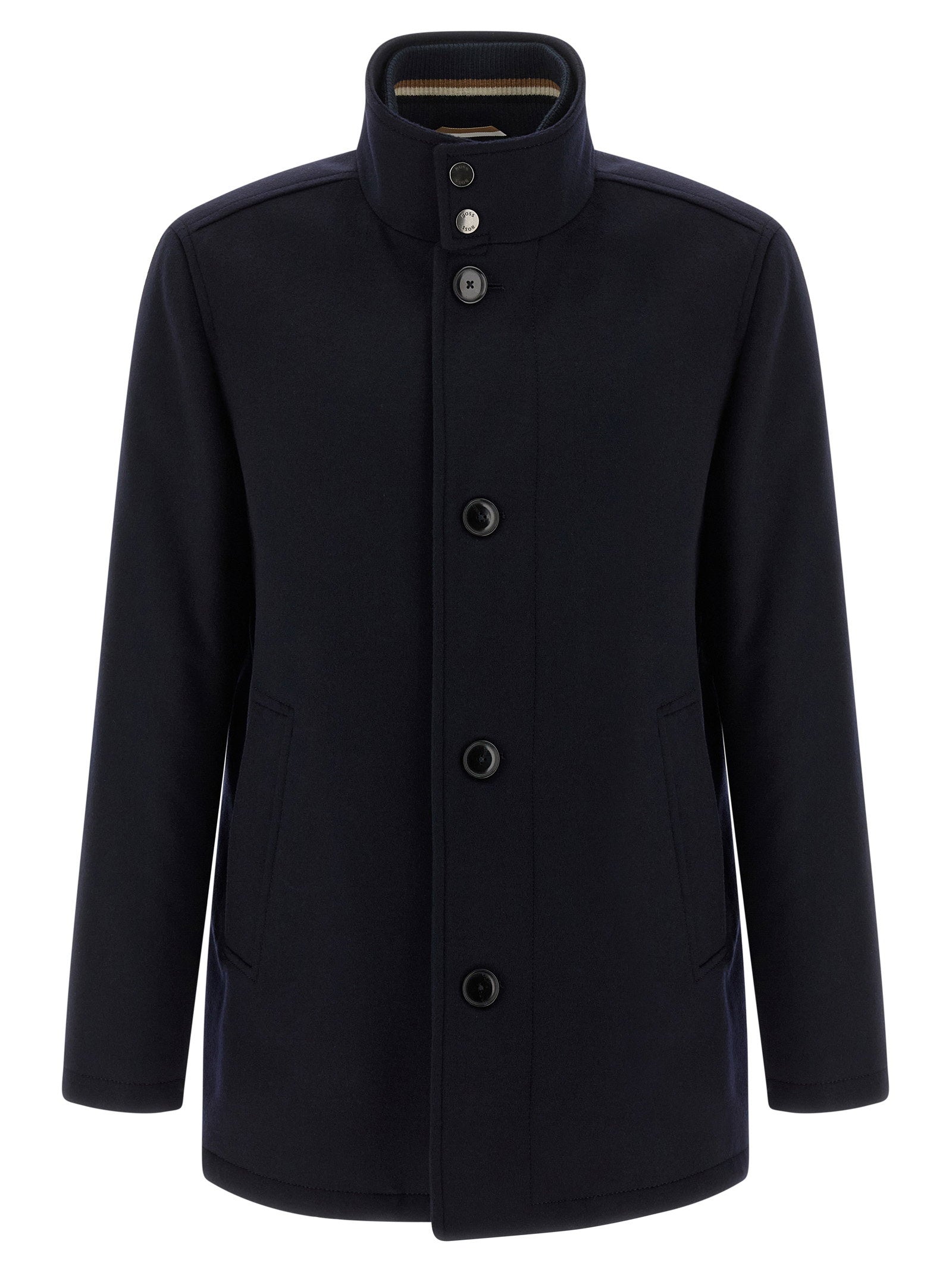 Hugo Boss Wool and Cashmere Blend Coat — Black