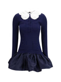 Self-Portrait Mini Dress — Navy