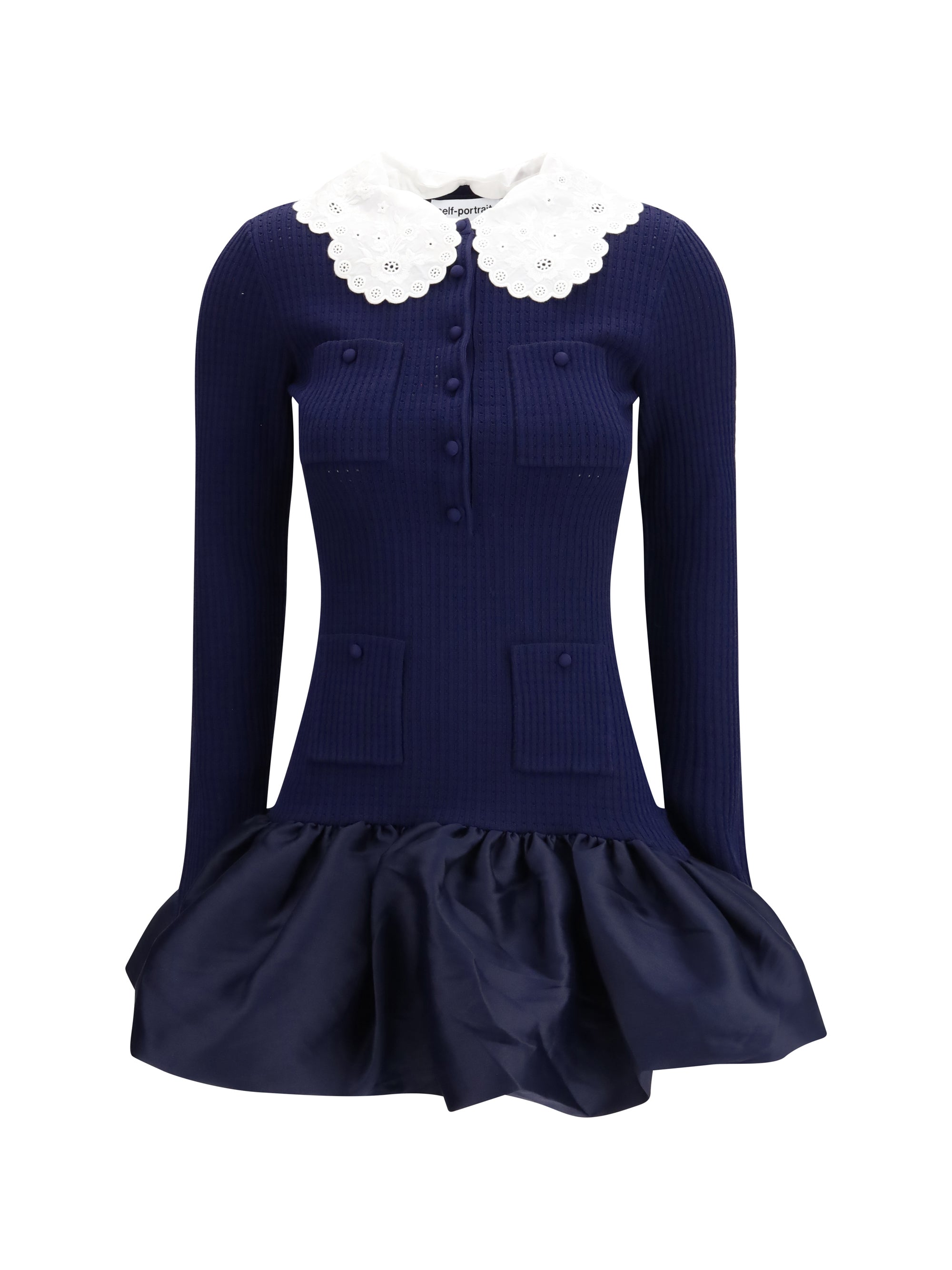 Self-Portrait Mini Dress — Navy