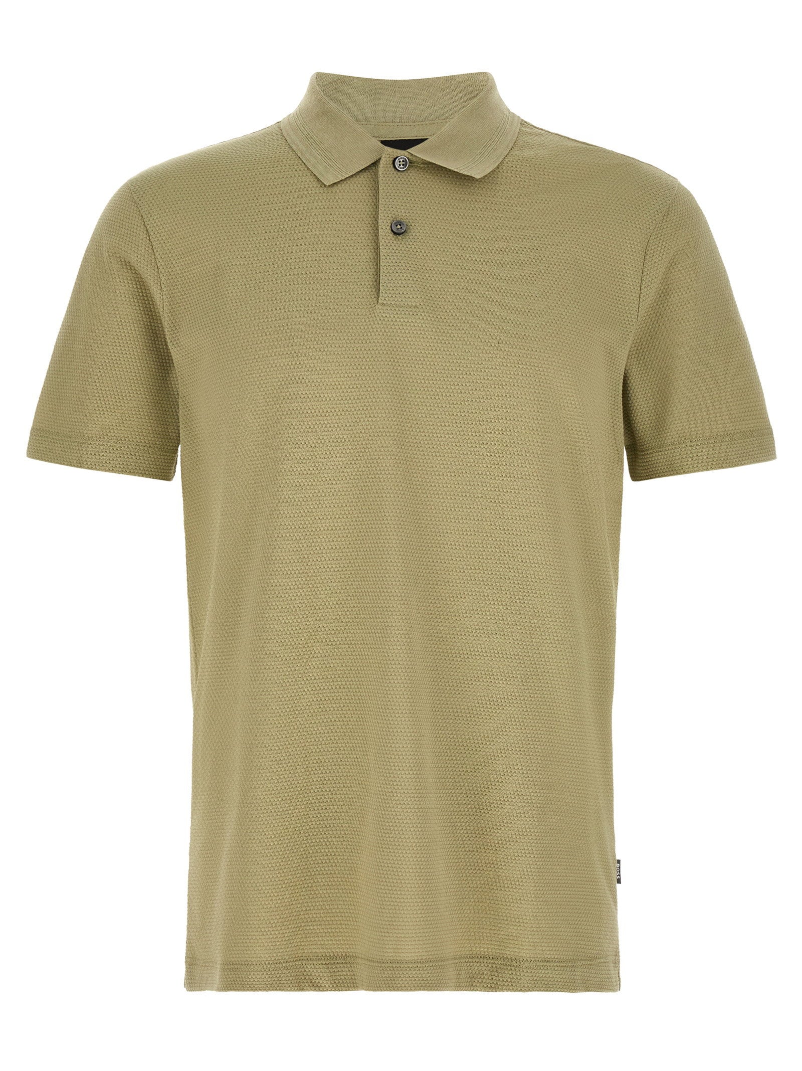 Hugo Boss Honeycomb Texture Cotton Blend Polo Shirt — Olive