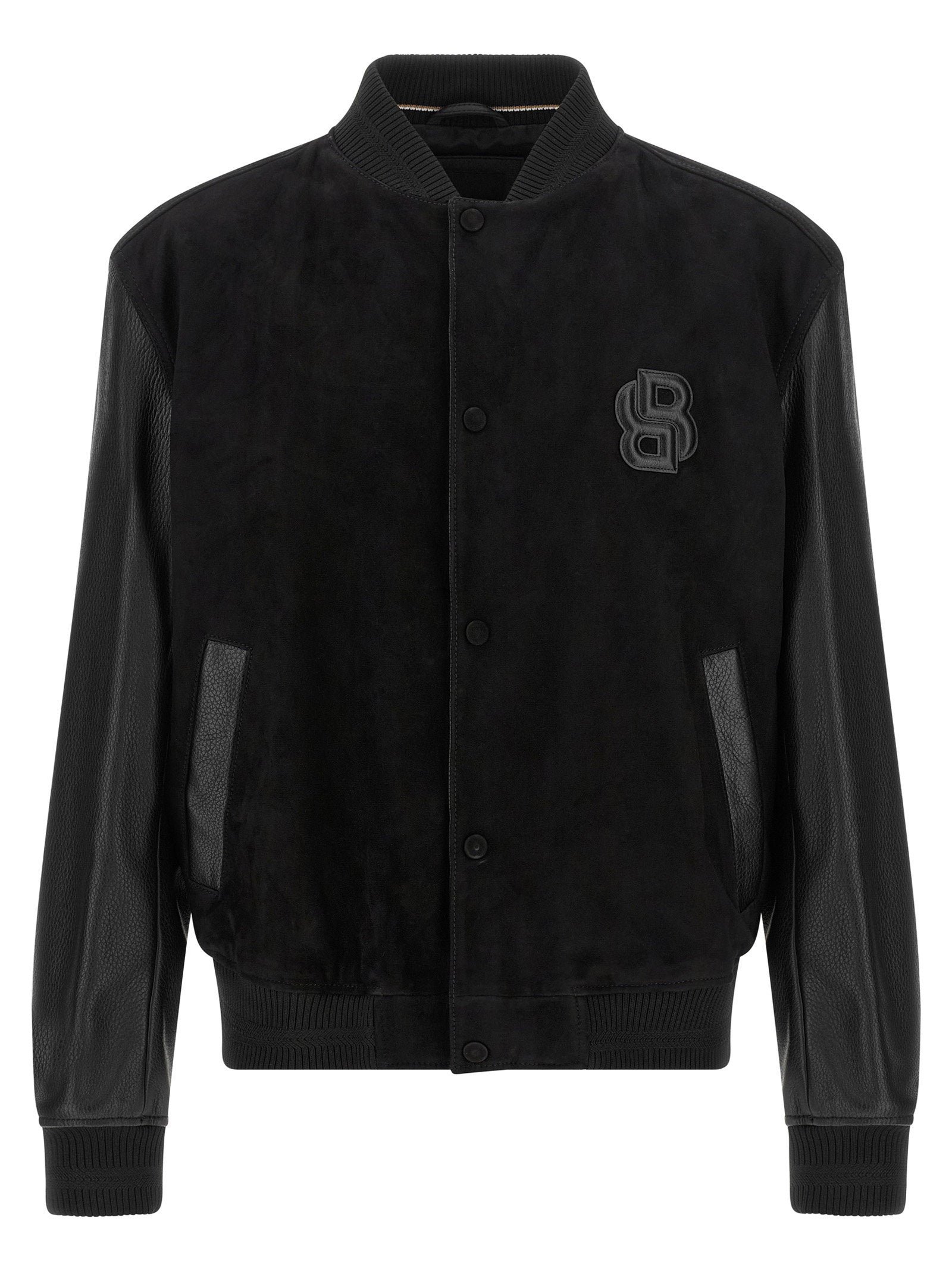 Hugo Boss Textured Microfiber Bomber Jacket — Black