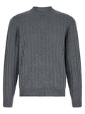 Hugo Boss Textured Vertical Knit Sweater — gray