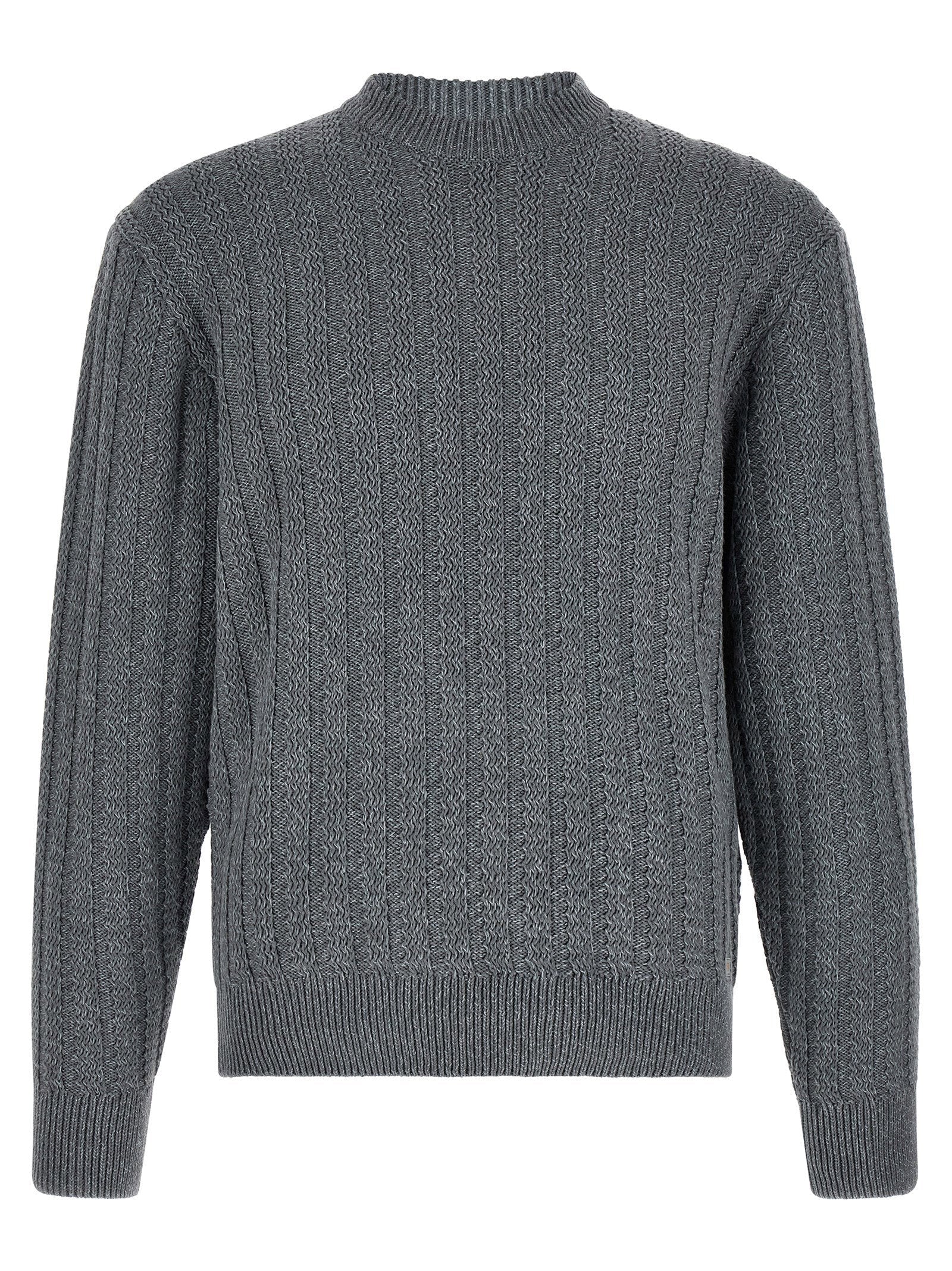 Hugo Boss Textured Vertical Knit Sweater — gray