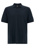 Hugo Boss Structured Jacquard Cotton Polo Shirt — Navy