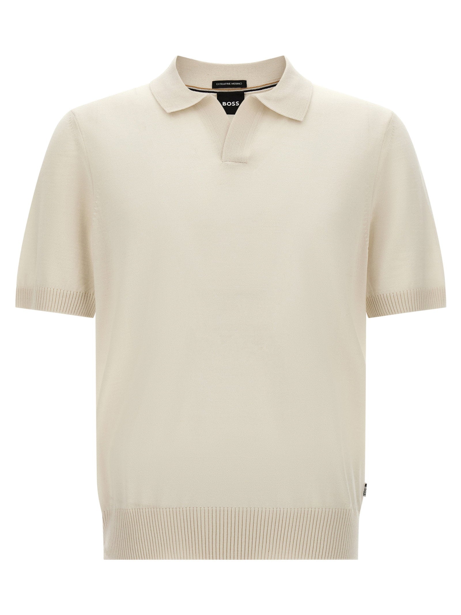 Hugo Boss Extra-Fine Merino Wool Polo Shirt — Cream