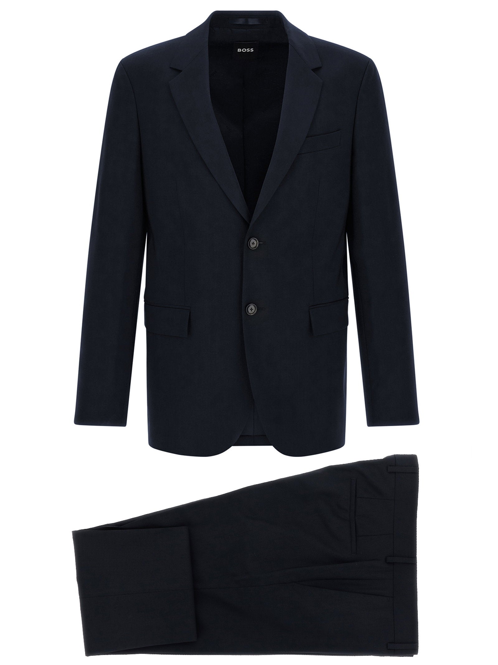 Hugo Boss Virgin Wool Tailored Pant Suit — Navy