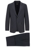 Hugo Boss Virgin Wool Micro-Texture Pant Suit — Charcoal
