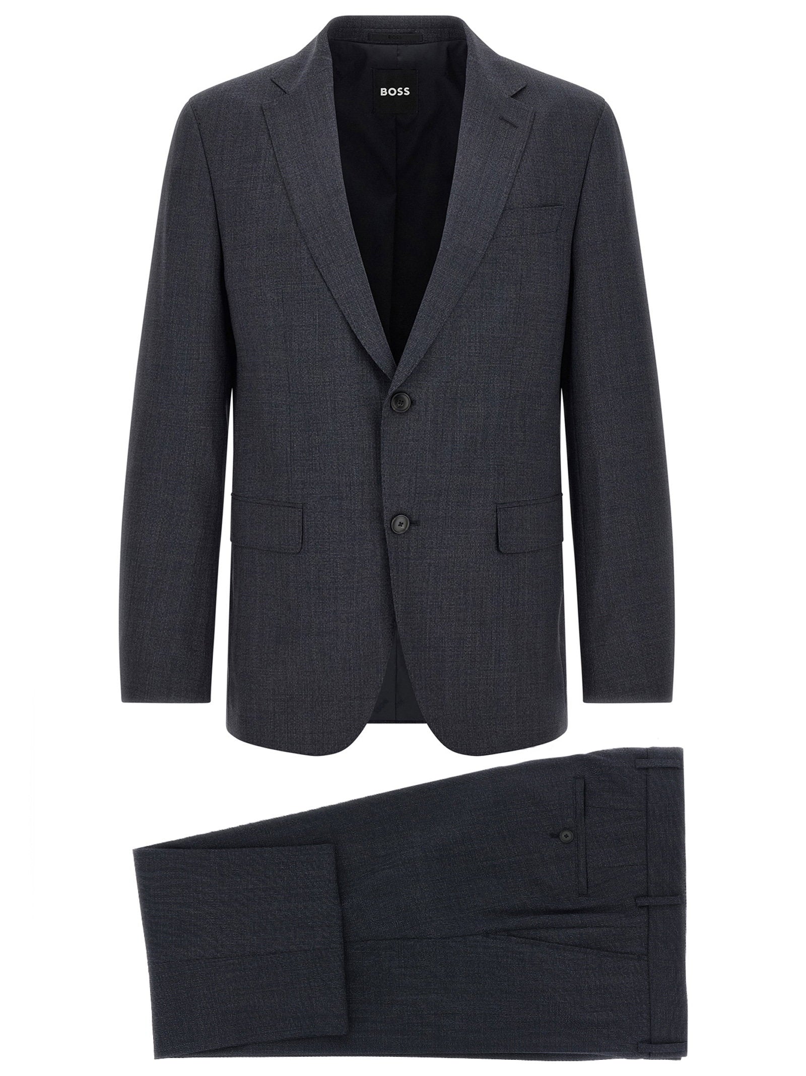 Hugo Boss Virgin Wool Micro-Texture Pant Suit — Charcoal