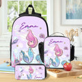 Mochila personalizada de sirena de dibujos animados Luch Bolsa Estuche con nombre Regalo de cumpleaños de vuelta al cole para niñas