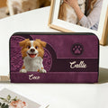 Personalizado 3D Cartoon Perro Retro Corazón PU Cartera de mano de cuero con nombre y cremallera Uso diario Cumpleaños Día de la Madre de regalo para el dueño de mascotas amante