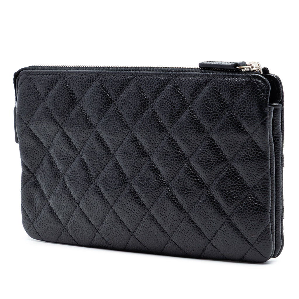 Small CC Quilted Caviar Zip Pouch
