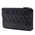 Small CC Quilted Caviar Zip Pouch