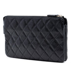Small CC Quilted Caviar Zip Pouch