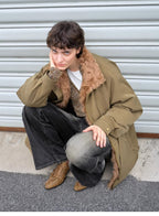 Amber Pine Forest fashionable Toka curly collar 90 goose down H-type drawstring mid-length parka down jacket