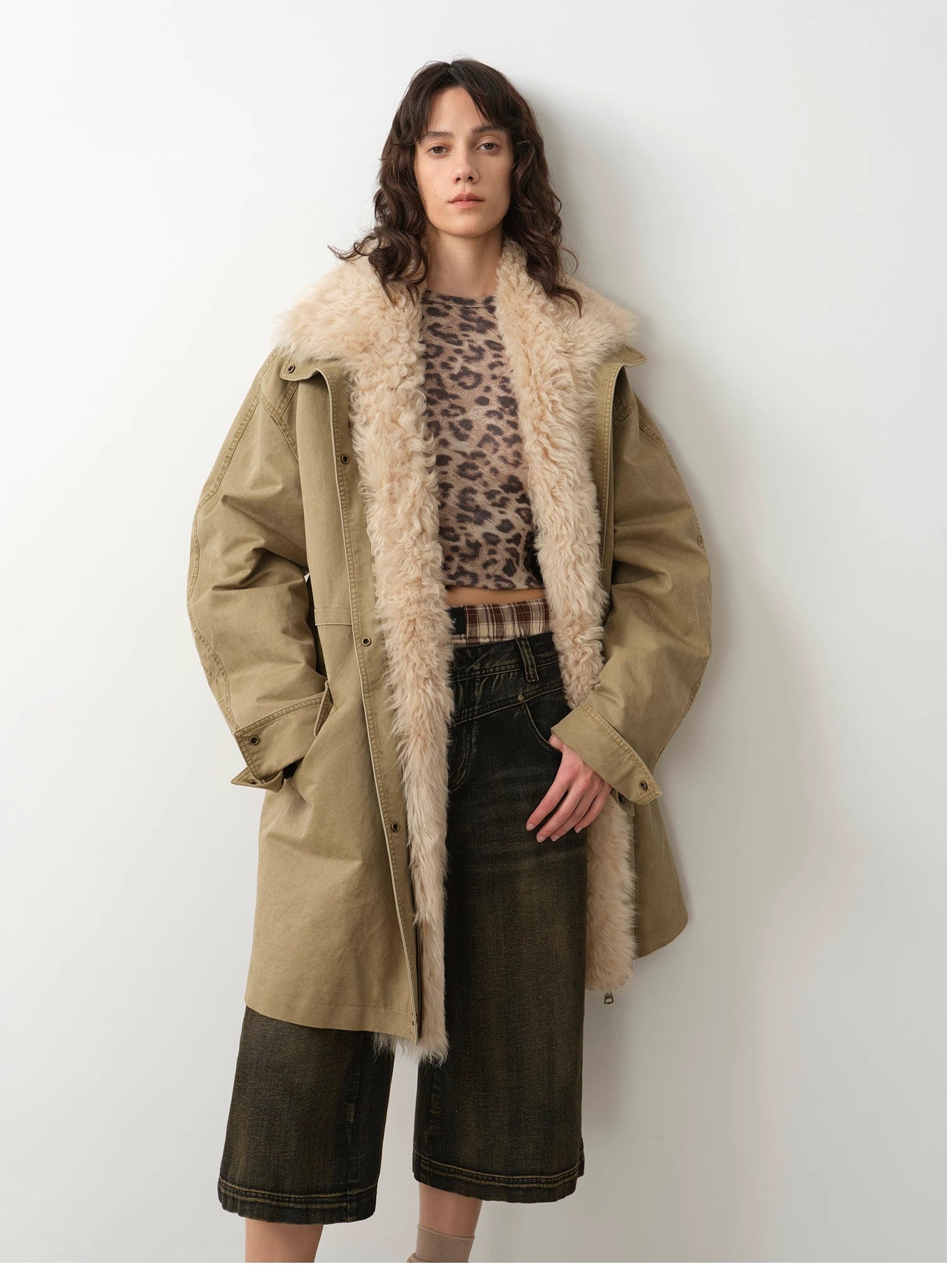 Cool Denim 90 goose down jacket workwear style detachable toka silhouette parka jacket for women
