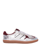Tb.490 Grain Shimmer Silver & Burgundy Leather Sneakers Altezza Tacco 2 Cm - 395