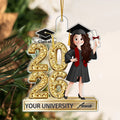 Adorno de acrílico personalizado con el nombre y el año de un simpático personaje de dibujos animados Fiesta de graduación Regalo para graduados